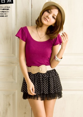 เสื้อยืด T-Shirt แฟชั่นคอกลม แขนสั้นปล่อยทรงเก๋ ผ้าเนื้อดี ใส่สบายมาก WDC0140