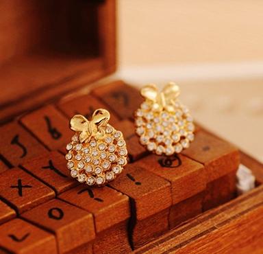 ต่างหูประดับ Rhinestone คริสตัล ระยิบระยับ เก๋ไก๋ด้วยรูปทรงผลไม้หวานแหวว น่ารัก WDJ0010 