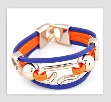 กำไลข้อมือสไตล์เรโทร แบบเก๋ด้วยสายหนังกลับสีฟ้าและส้ม ดูสดใสน่ารัก WDJ0163