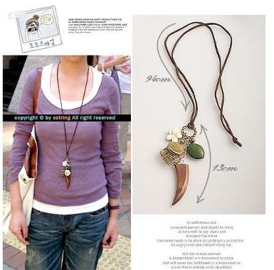 สร้อยคอสไตล์เกาหลี ประดับด้วย Accessories หลายหลายห้อยยาว WDJ0178