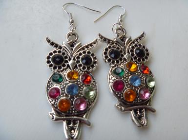 ต่างหูนกฮูกแฟชั่น สไตล์ธิเบต พร้อมคริสตัล Rhinestone หลากสี สินค้าคูณภาพพรีเมี่ยม EBJ015