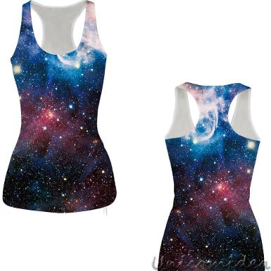 เสื้อกล้าม พิมพ์ลาย Galaxy สีฟ้า EBT007